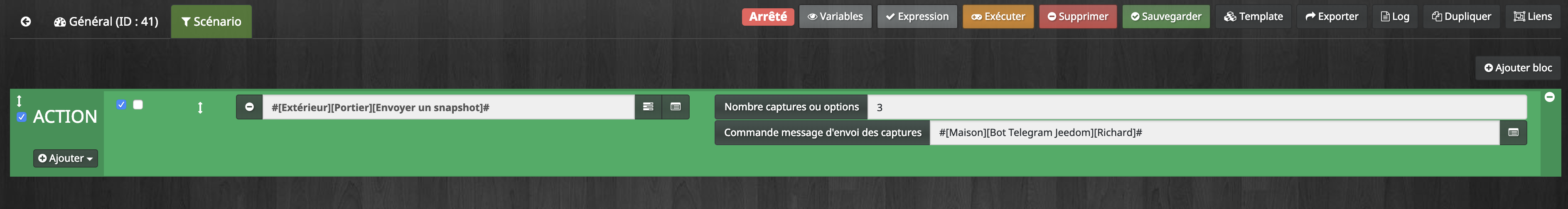 Envoyer un snapshot dans un scénario